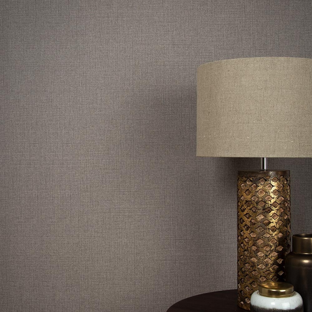 Linen Plain Wallpaper 105855 by Graham & Brown in Chocolate Brown